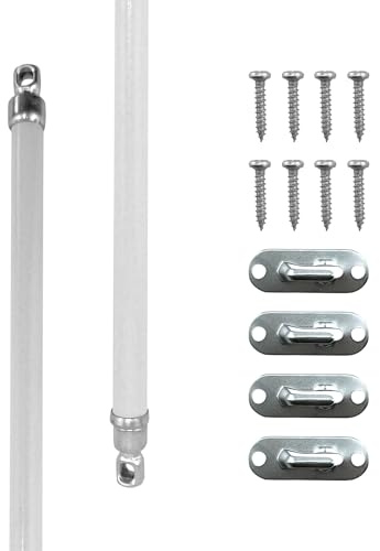 Amazing Drapery Hardware White Swivel Sash Curtain Rods with Nickel Ends, Set of 2 (Hardware Included) - Adjustable Length 21-38 Inches, Easy to Install Metal Rods for Doors, Windows,and Sidelights