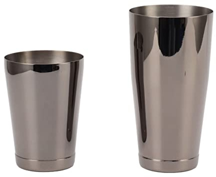 Lybunair Mezclador de cóctel de acero inoxidable, coctelera de 2 partes para camareros profesionales, herramienta esencial de mezcla de martini para bares y hogar (acabado antiguo con taza inferior)