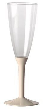 Dream' s Party 20 Flute in plastica con gambo - Flutes rigidi monouso - Calice da Spumante - Corpo in plastica trasparente - confezione 20 pezzi - flute per feste (Avorio/crema)