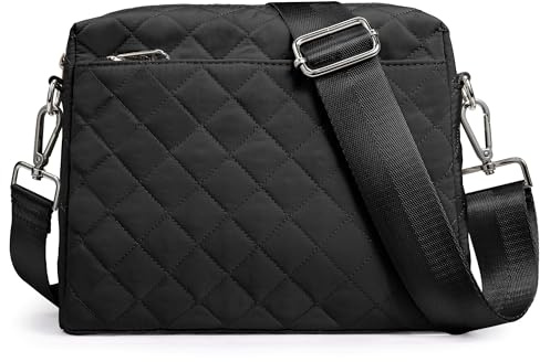 Kalidi Kleine Damen-Umhängetasche, gesteppt, Crossbody-Taschen für Damen, leicht, Puffer-Schulter-Geldbörse, Schwarz, Small