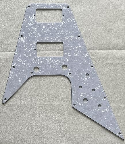 Plektrumschutz für Gibson Flying V Style Gitarre Schlagbrett Schlagplatte (4-lagig, White Pearl)