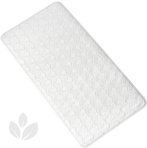 WRISIN Bathtub Mat Non Slip with Suction Cups - 100% Rubber Bathroom Mat Textured for Bath Tub Shower Safety - Soft on Touch - BPA/PVC Free - Pet Dog Bath Mat - Machine Washable - 17 × 35 Inch（White）