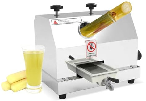 BDJSN Commercial Hand Crank Sugarcane Juicer, 220lbs/h Desktop Manual Stainless Steel Sugar Cane Machine with 60Mm Inlet, 3 Rollers, for Restaurants, Beverage Shops, Homes, Supermarkets