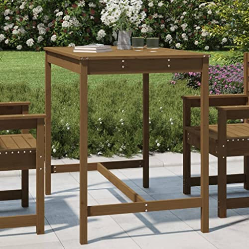 Tavolo da giardino in legno massello di pino marrone miele da giardino, barbecue, bistrot, patio, picnic, 121 x 82,5 x 110 cm