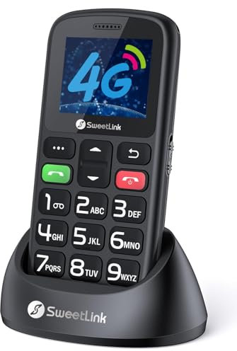SweetLink S2 Plus 4G Senior Mobile Phone,Big Button Mobile Phone for Elderly,1400mAh Battery,SOS Emergency Button,Loud Volume,Speed Dial,Photo Contact,Flashlight,FM Radio,4G Dual SIM