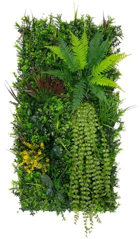 Artificial Plant Wall Panel 50 x 100cm Alina Living Foliage Greenery Tiles Indoor Outdoor Weather & UV Resistant Grass Fence Faux Hedge Privacy Backdrop Garden Home Décor Snap & Lock Fixings Included
