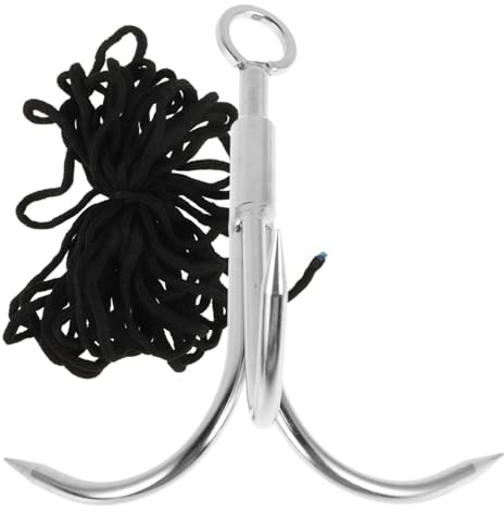 EXHUMKY Enterhaken Mit Seil 10M Edelstahl Greifhaken Mit DREI Krallen Outdoor Kletterhaken FüR Angeln Und Survival