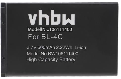vhbw batteria compatibile con Olympia Outdoor Free, LN-4C, Joy Plus Seniorenhandy, Viva Color smartphone cellulare (600mAh, 3,7V, Li-Ion)
