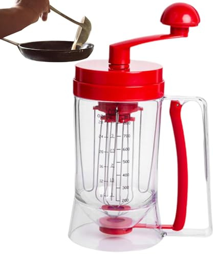 Distributeur de mélangeur à pancakes - Outil de coulée sans goutte de 900 ml | Appareil de cuisson portable, gaufres, gâteaux, muffins, prise en main facile, séparateur avec fonction agitation pour la
