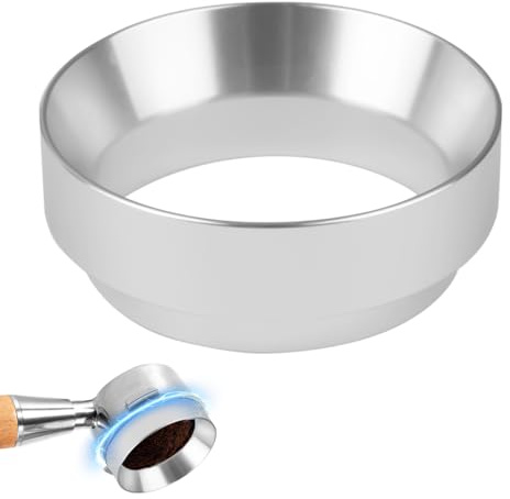 51mm Dosing Funnel Aluminum Alloy, Magnetic Espresso Dosing Funnel Portable Filter Simple Silver Brewing Tamper Powder Tool Reusable Bottomless Universal Coffee Ring Accessories for Cafe