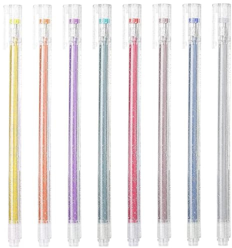 Barlone 8 Stück Glitzer Gelstifte, Bunte Glitzerstifte, Gel Stifte Set, Glitter Gel Pens für Erwachsene und Kinder zum Markieren, Zeichnen, Schreiben geeignet