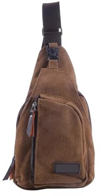 Herren Umhängetasche Männer Schulter Taschen Leinwand Taille Packs Sling Tasche Umhängetasche Outdoor Sport Brust Umhängetasche Männlichen Kleine Reise(Coffee)
