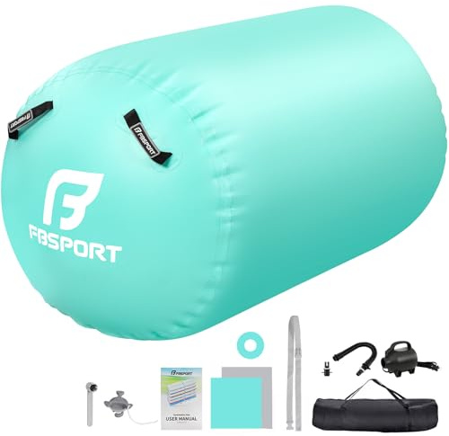 FBSPORT Aufblasbare Air Roll, 100/120cm Aufblasbare Luft Rollen, Yoga Gymnastik Zylinder, Gymnastikmatte, Gym Air Barrel, Air Tumbling Track, Sportmatte für zuhause mit Tragetasche, Outdoor, Fitness