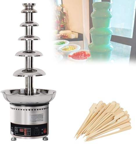 VzxCrue Fontaine à Chocolat De Grande Capacité, Fontaine à Fondue Au Chocolat à Usage Commercial, avec ContrôLe De La TempéRature, Chauffe-Sauce, pour éQuipement De Buffet 6Tiers
