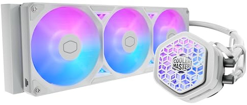Cooler Master Atmos II 360 VRM AIO Liquid CPU Cooler, VRM Fan, ARGB White | AMD AM5/AM4 & Intel LGA1851/1700 Support Cooler, 360mm, VRM Cooling Fan, Dual-Chamber Pump, 3x Low-Noise ARGB PWM Fans