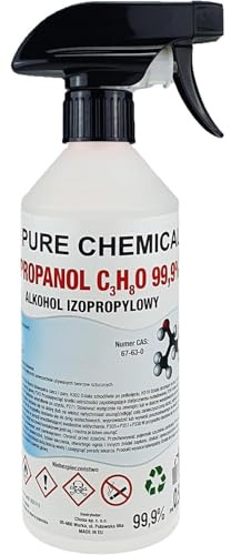 CHOSA Isopropanol 99,9% Sprühflasche - Isopropylalkohol Hohe Reinheit - IPA Reinigungsalkohol & Entfetter - Reiner Alkohol zum Reinigen für Haushalt, Werkstatt, Elektronik und Kosmetik (0,5L + spray)