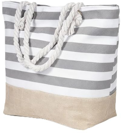 ZoeWei Strandtasche Groß Damen, Beach Tote Bag mit Reißverschluss, 50×35×15 cm Wasserdicht Shopper Tasche Saunatasche Damen Handtasche Umhängetasche Travel Bag für Pool Gym Picnic