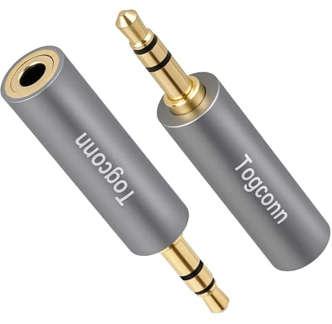 Adattatore TRRS a TRS da 3,5 mm, confezione da 2, 1/8 3,5 mm TRRS a 4 poli femmina a 3 poli TRS maschio per microfono audio jack convertitore connettore per cuffie telefono microfono 4 poli a 3 poli