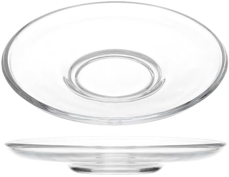 TOYZFRIENDY Lot De 2 Assiettes à Thé En Verre Transparentes 12x12 Cm, Soucoupes Rondes En Verre Poli, Utilisables Pour Café, Apéritifs Et Petites Collations, Service Goûters