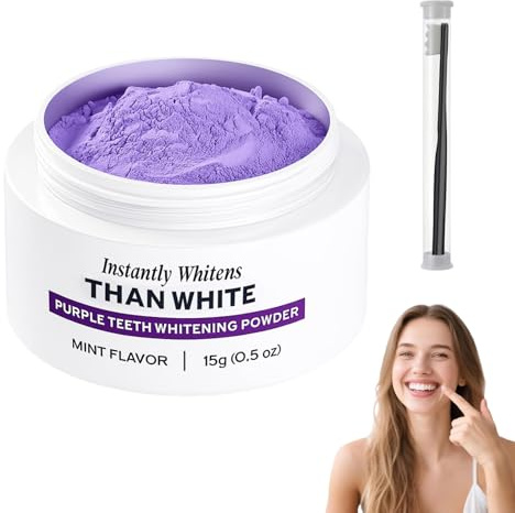 Polvere Sbiancante Per Denti Viola, Polvere Sbiancante Viola, Per La Ricostruzione Dei Denti, Rimuove Efficacemente Le Macchie, Rinforza Denti E Gengive, Gusto Menta Fresca (1pc)