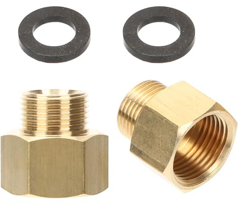 BIUDECO Adaptador de Propano de Latón Rosca Interior 3/8 a Exterior 9/16 2 Piezas Conector para Manguera de Jardín y Accesorios de Montaje Compatible Sistemas de Gas y Fontanería
