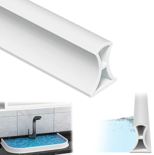 Schwallschutzleiste Dusche Selbstklebend 2M TPE Wasserstopper Dusche Boden,Zuschneidbar Schwallschutz 3 cm Höhe Duschleiste Wassersperre für Duschschwelle Küche Badezimmer,Weiß
