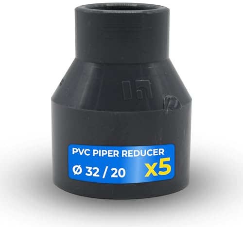 DOJA Barcelona Raccord Réducteur PVC - Ø 32mm x 20mm - Pack 5 - Installation Facile - Manchon de Réduction avec Mesures Précises - Réducteur de Tuyau en PVC pour une Applications Multiples