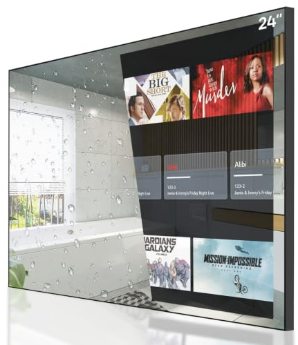 Soulaca 24 Inch Smart Mirror TV, Waterproof LED TV for Bathrooms and Hotels | webOS Televsion DVB-T/T2/S/C, Built-in Alexa, Bluetooth & Wi-Fi, Magic Remote with Voice Control