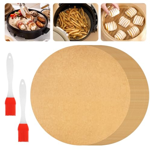 100 Blatt Rundes Antihaft-Backpapier Hitzebeständig, Ø 30cm Backpapier Rund | Rundes BBQ Papier Hitzebeständig, HeißLuftfritteuse Zuschnitte Rund für Kuchen, Pizza, Braten, Brathähnchen, Apfelkuchen