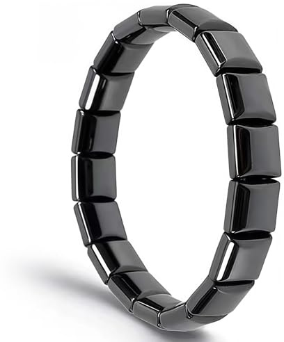 Bracelet Hématite pour Homme, Bracelet Ajustable Perles Carrées Convexes