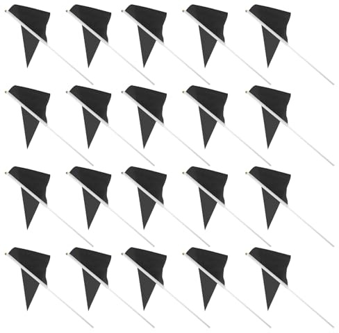 Homoyoyo 30 Pezzi Bandiere a Gagliardetto Nere su Bastone 30x21 Cm Mini Bandiere Portatili in Poliestere e Legno per Eventi Sportivi Celebrazioni e Raduni a Tinta Unita Agitate a Mano