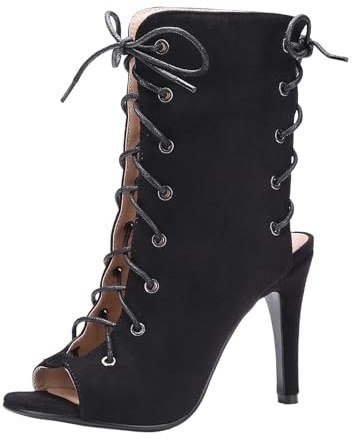 Tacones de baile para mujer, zapatos de baile con tiras de malla, elegantes sandalias de gladiador con puntera abierta, botines de tacón alto con cordones, botines sexis de aguja transpirables para