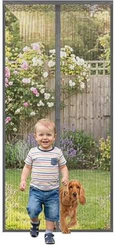 Magnetic Fly Screens for Doors 90x210cm - Door Fly Screen Curtain with Powerful Magnets, Fly Nets for Doors Heavy Duty No Drill, Insect Screen Door Net Curtain, Self-Closing Hands Free
