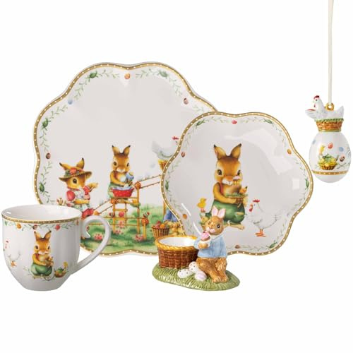 Villeroy & Boch – Set Annual Easter Edition 2026 coloré – Pâques : gobelet, assiette, bol, coquetier et ornement – Céramique de Pâques – Objet de collection limité – Porcelaine de qualité supérieure