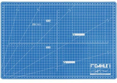Dahle Schneidematte A3 (30 x 45 cm, selbstheilend, beidseitig nutzbar, mit Raster) blau