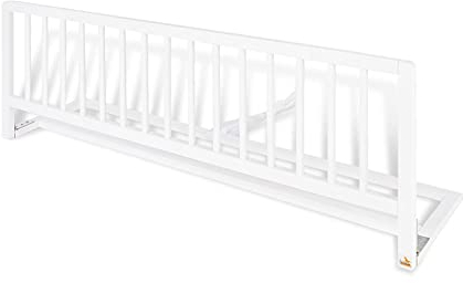 PINOLINO Comfort Bettschutzgitter für Kinder - Klappbar, Buche Massivholz, Weiß Lackiert, 115x40x32cm, Sicherer Rausfallschutz, Keine Montage