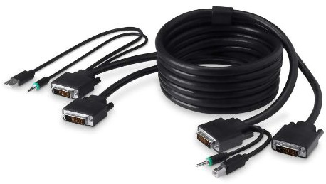 Belkin F1D9014b06 - Ensemble de Câbles de 1,8 m de Long pour les Switchs KVM Sécurisés F1DN104E et F1DN104F (DVI, Double Écran)