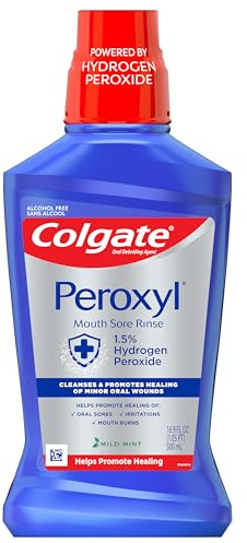 Colgate Peroxyl Mouth Sore Rinse, Mild Mint - 500mL, 16.9 fluid ounce