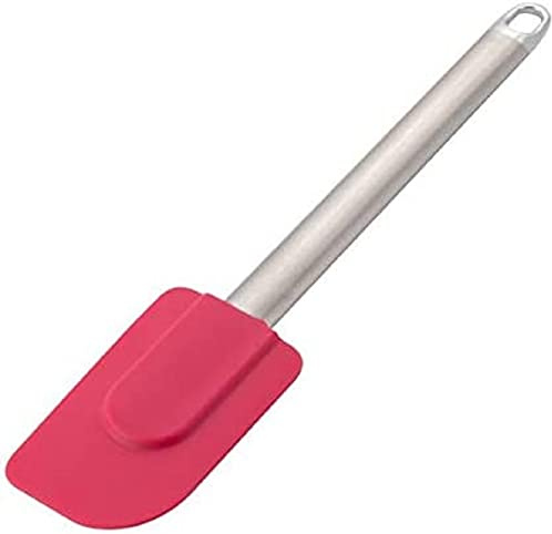axentia Spatule à Pâtisserie en Silicone, Grattoir à Pâte avec Manche en Acier Inoxydable et Boucle de Suspension, env. 5 x 25 x 1 cm, Rose/Argenté