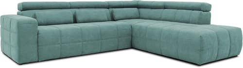 DOMO. collection Ecksofa Brandon, Sofa mit Rückenfunktion in L-Form, Polsterecke, Eckgarnitur Ottomane rechts 275 x 228 x 98 cm (BxTxH), mint | Ottomane rechts mit Rückenfunktion, stilvolle Polsterecke in L-Form mit Steppung und Gleitern, 275 x 228 x 98 cm (BxTxH)
