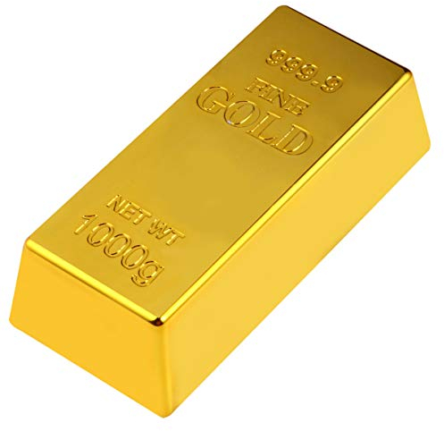 PRETYZOOM Gefälschte Goldbarren Replik Goldbarren Gefälschte Goldene Ziegelbarren Goldbarren Dekorationen Realistische Goldbarren Ziegel Requisiten Film Prop Neuheit Geschenk Witz