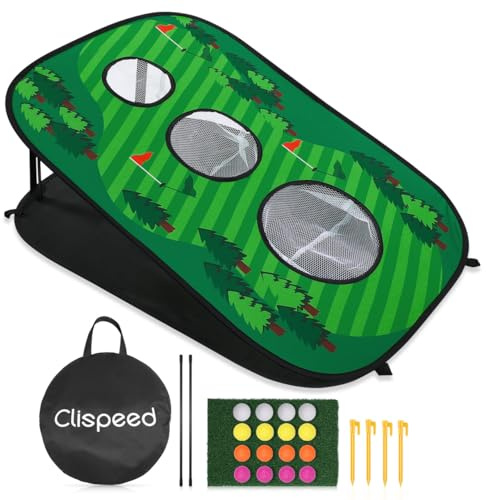 CLISPEED Golfmatte Chipping Net, faltbare Putting-Matte Golf Chipping Net – tragbares 3-Loch-Spiel-Set für Erwachsene, Familie, Kinder, Sommer, Hinterhof, Rasen, Outdoor-Indoor-Aktivitäten (Stil 2)