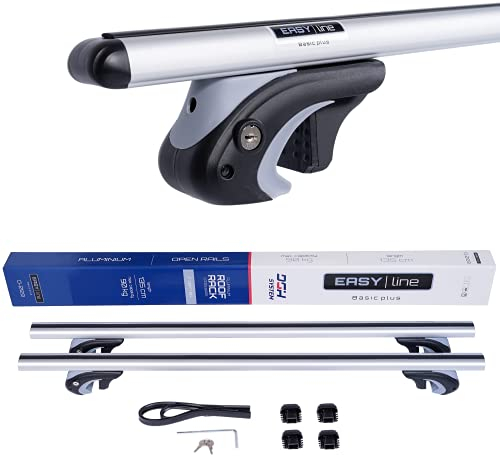 DGH SYSTEM Kompletter Aluminium-Dachträger Easy Line Basic Plus 135 cm kompatibel mit Seat Alhambra I II ab 1996 mit offener Dachreling, abschließbar, Nutzlast 90 kg