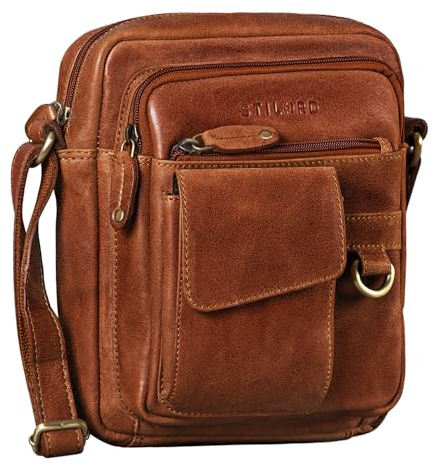 STILORD 'Ryan' Crossbody Tasche Herren Leder Kleine Herrentasche zum Umhängen Vintage Ledertasche 9,7 Zoll iPad Tasche Messenger Bag Umhängetasche Echtleder, Farbe:maraska - braun