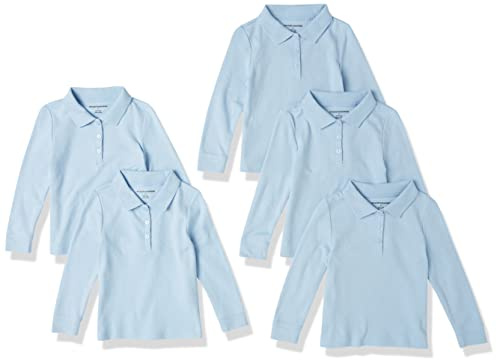 Amazon Essentials Polos de Algodón Interlock de Manga Larga Niña, Paquetes Múltiples