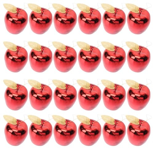 Cabilock 24pcs Apples Hanging Ornaments, Plastic Red Apple Christmas Tree Pendant Ornaments for Christmas Tree Decorations