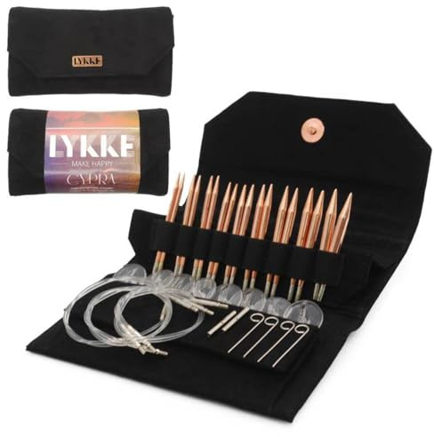 Lykke Cypra austauschbares Nadel-Set, 8,9 cm, schwarzes veganes Wildlederetui