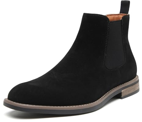 DECARSDZ Men's Chelsea Boots Casual Classic Comfy Slip-On Suede Chukka Mens Ankle Boot Black Size 7.5