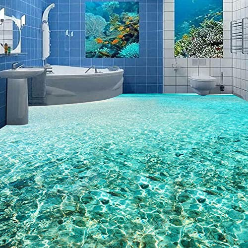 3D Boden Wandaufkleber Abnehmbare Wandtattoos 3D-Bodenaufkleber mit Meereswellen, 250 x 175 cm Selbstklebend Abnehmbarer Küchenbadboden Wasserdichter Boden, Epoxidharz