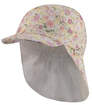 Sterntaler Schirmmütze mit Nackenschutz Blümchen für Mädchen - Baby Mütze aus Bio -Baumwollmuesselin - Sonnenkappe Baby gefüttert mit Baumwollstoff